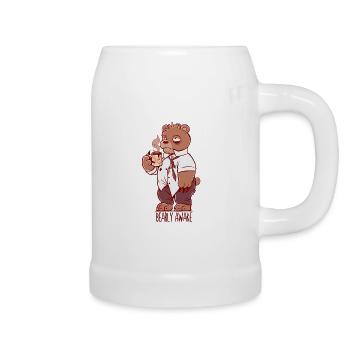 Bärlich wach - Bierkrug - Weiß - Rechts