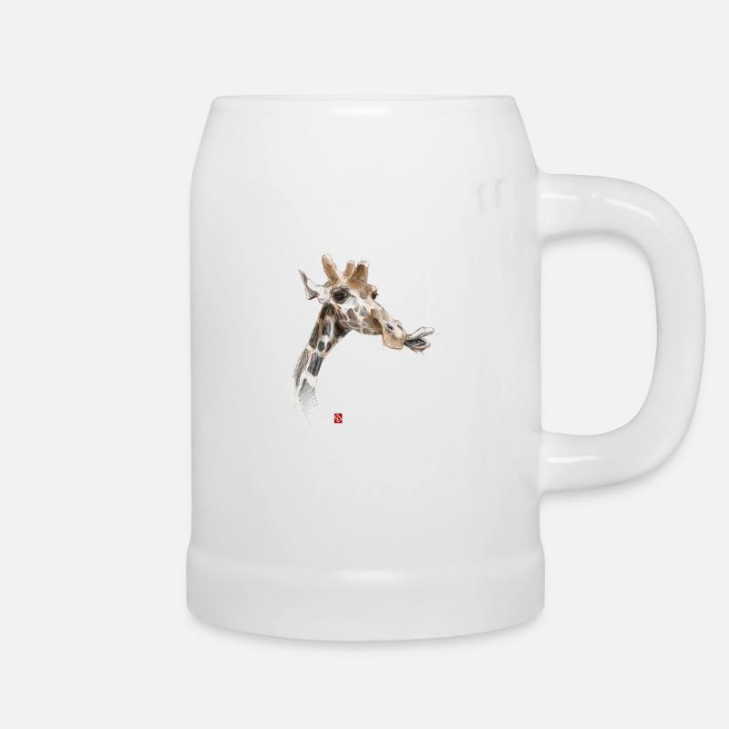 Skizzenhafte Giraffe - Bierkrug - Weiß