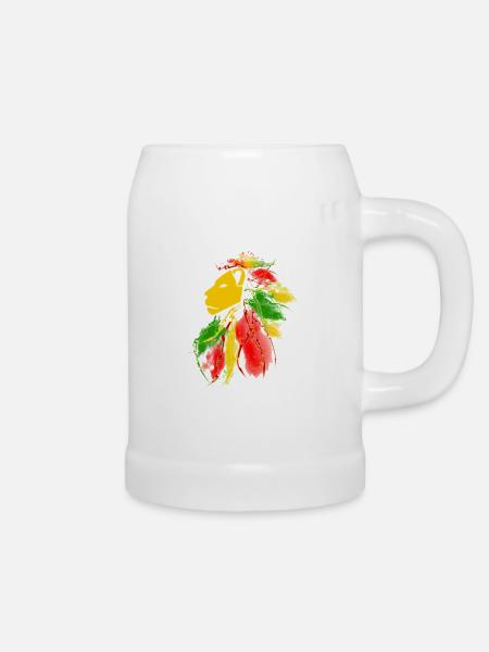 lion_rasta_dread - Bierkrug - Weiß