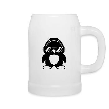 Penguin with headphones - Beer Mug - white - Right