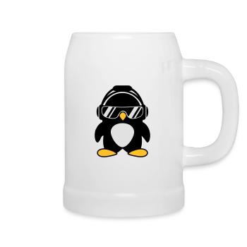 Penguin with headphones - Beer Mug - white - Right