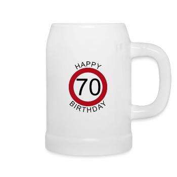 Happy Birthday 70 Traffic Sign Birthday - Beer Mug - white - Right