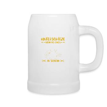 Schlagzeug Drummer Schlagzeuger unterschätze - Bierkrug - Weiß - Rechts