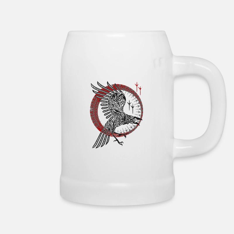 NORSE RAVEN - Walhalla Raben Wikinger - Bierkrug - Weiß