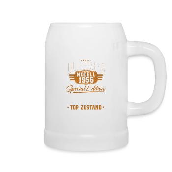 Oldtimer Baujahr 1956 geboren Geburtstagsspruch - Bierkrug - Weiß - Rechts