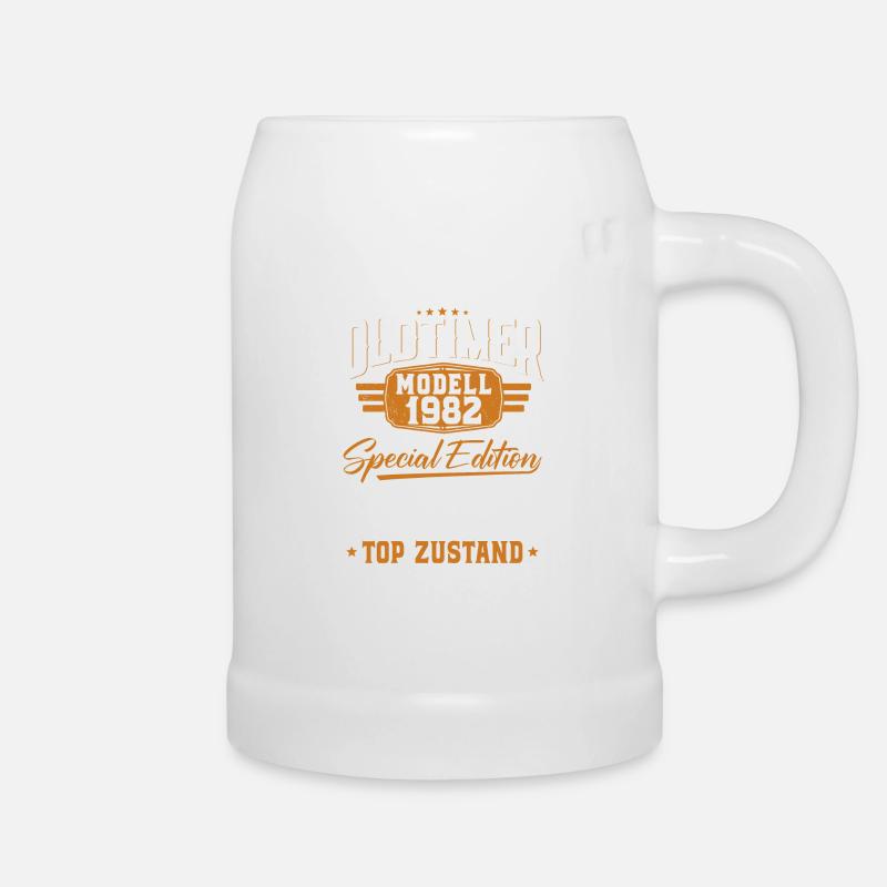 Oldtimer Baujahr 1982 geboren Geburtstagsspruch - Bierkrug - Weiß