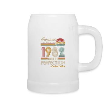 Jahrgang 1982 geboren Vintage Geburtstag Retro - Bierkrug - Weiß - Rechts