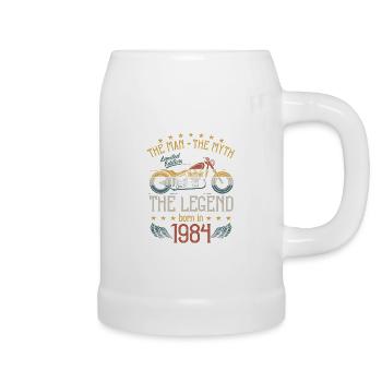1984 Man Myth Legend Retro Motorcycle Birthday - Beer Mug - white - Right