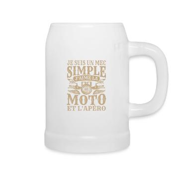 Je Suis Un Mec Simple J'aime La Moto Et L'apéro - Chope en céramique - blanc - Droite