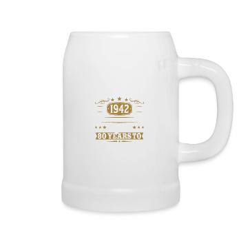 80 ans Vintage né en 1942 - Chope en céramique - blanc - Droite