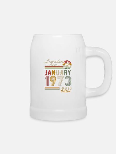 Januar 1973 Vintage Jahrgang Geburtstag Retro - Bierkrug - Weiß