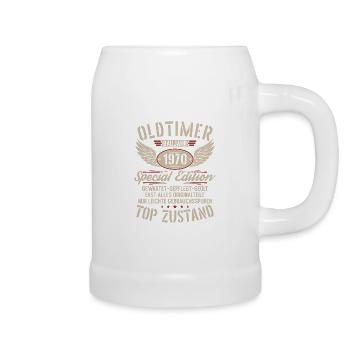 Oldtimer Baujahr 1970 Jahrgang Geburtstag Geschenk - Bierkrug - Weiß - Rechts