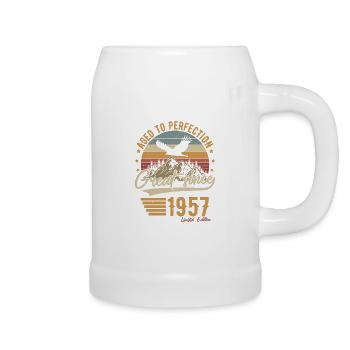 Né en 1957 Vintage Vintage Anniversaire Rétro - Chope en céramique - blanc - Droite