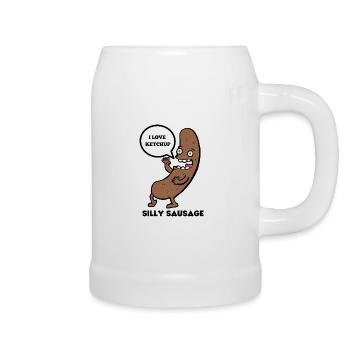 SAUCISSE IDIOTE - Chope en céramique - blanc - Droite
