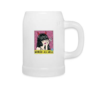 POP-ART Bored As Hell ARTWORK, Devil Frau 80s - Beer Mug - white - Right