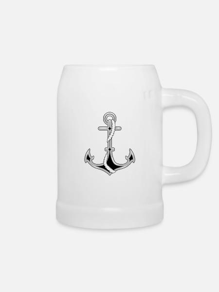 Stilisierter Anker - Bierkrug - Weiß