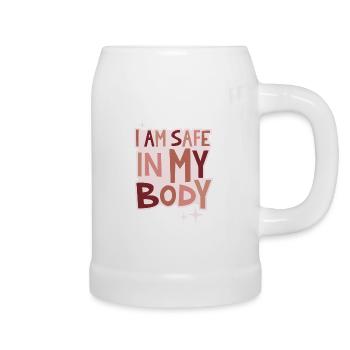 I am safe lettering - Bierkrug - Weiß - Rechts