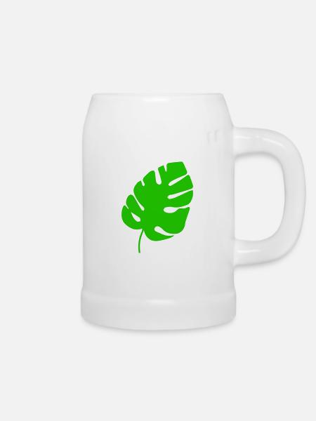 Blatt - Bierkrug - Weiß