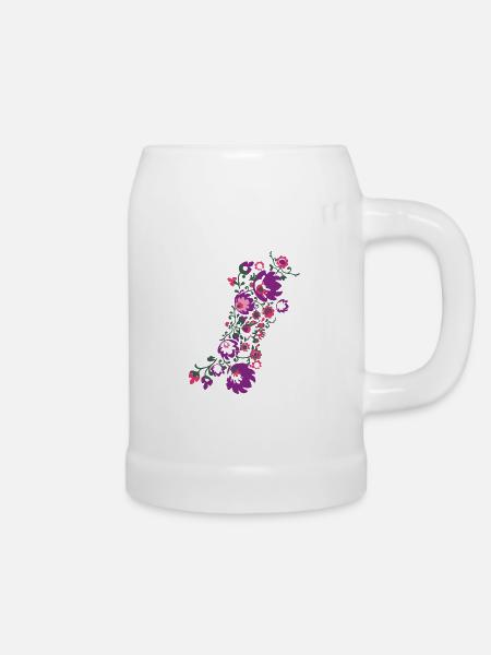 ornamente,blumen,rot,blume,ranke,floral - Bierkrug - Weiß