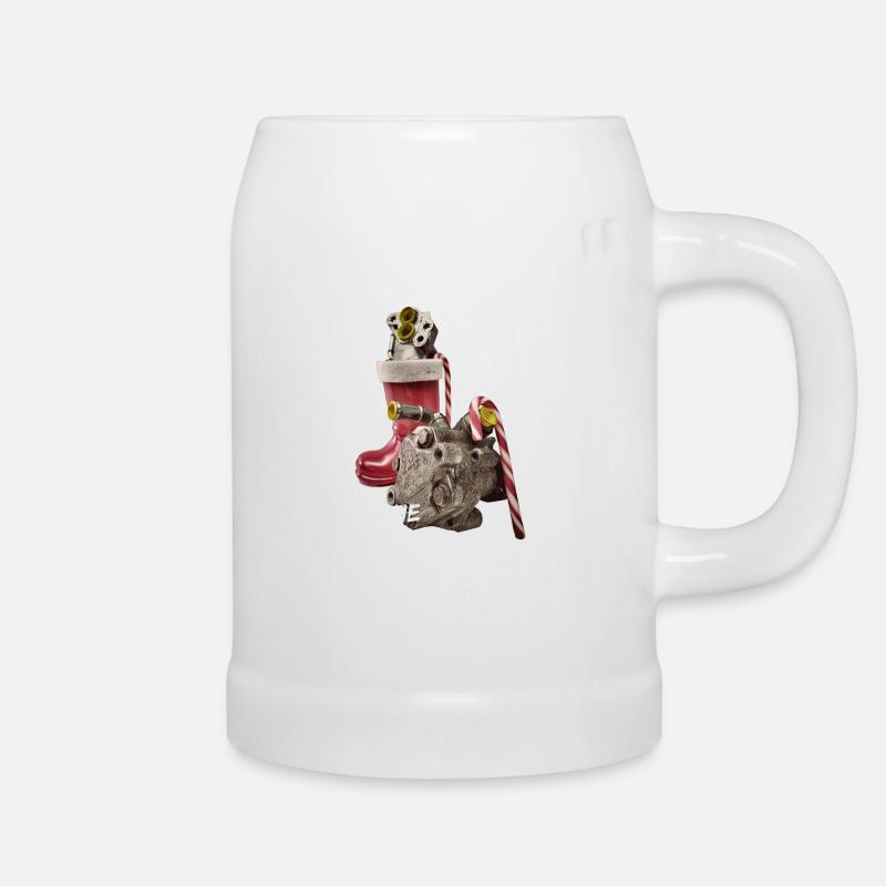 Merry Christmas with text from the servo pump car - Beer Mug - white