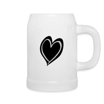 Heart black and white - Beer Mug - white - Right