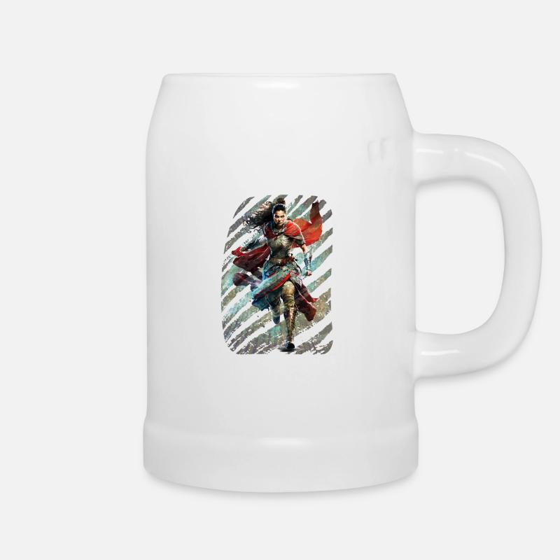 Celestial Guardian: Nebula Warrior Lady with Armor - Beer Mug - white