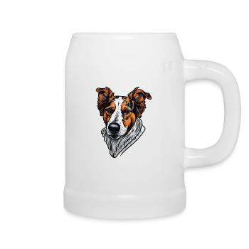 Tête de chien - Chope en céramique - blanc - Droite
