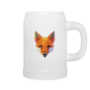 Fuchs Füchse Polygon Geometrisch Geschenk - Bierkrug - Weiß - Rechts