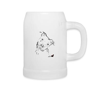 black pit bull - Beer Mug - white - Right