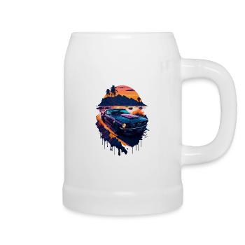 Voiture de sport classique - Chope en céramique - blanc - Droite