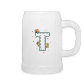 Buchstabe t Fahrzeug - personalisiertes Kindergeschenk - Bierkrug - Weiß - Rechts