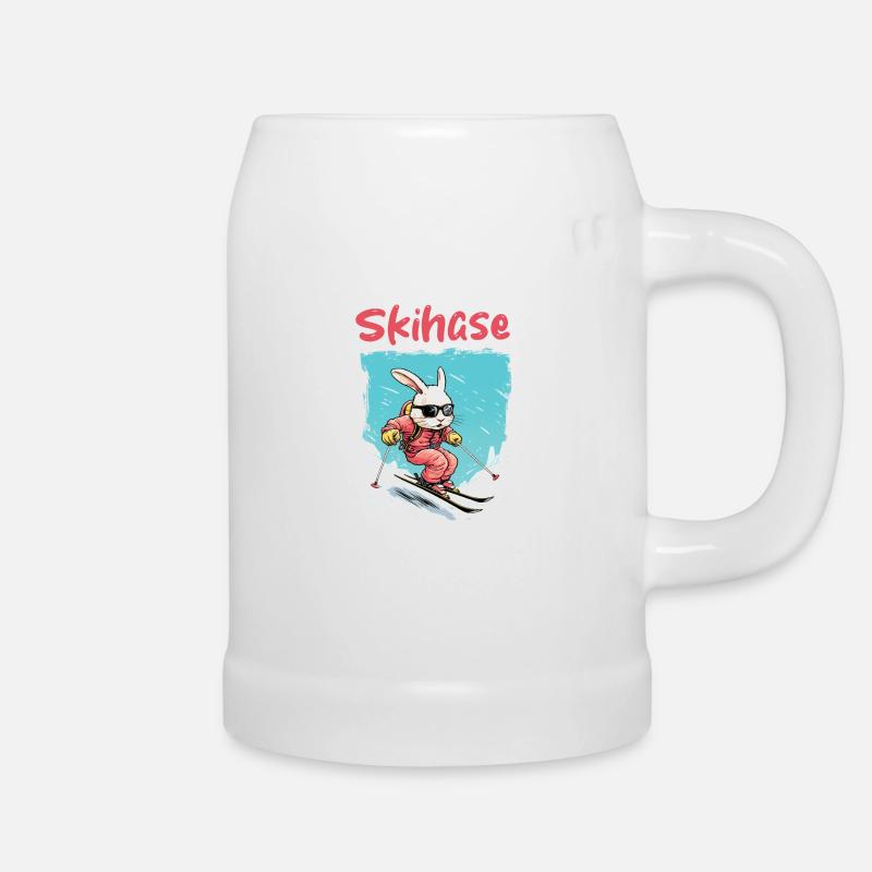 Skihase - Bierkrug - Weiß