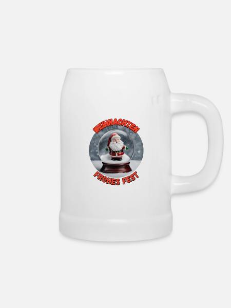 Schneekugel - Bierkrug - Weiß