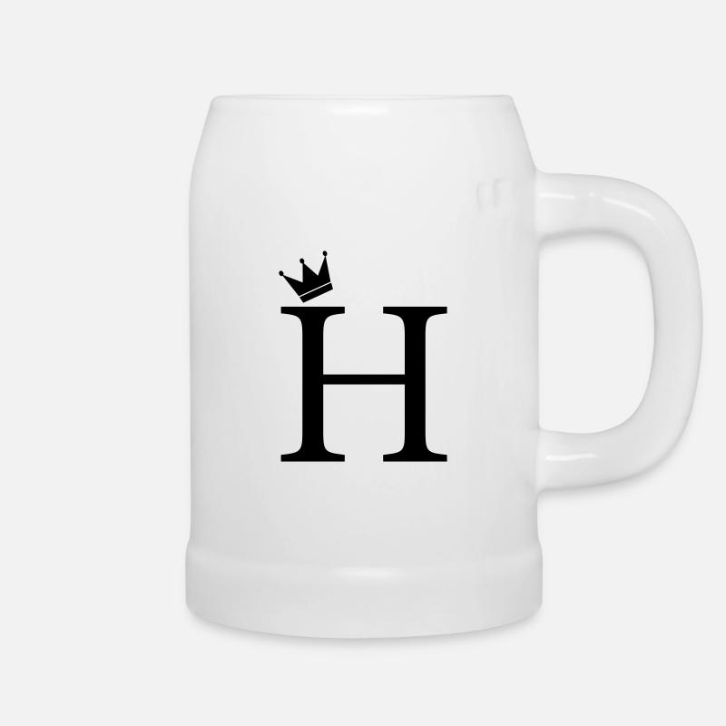 H Monogram Crown - Beer Mug - white