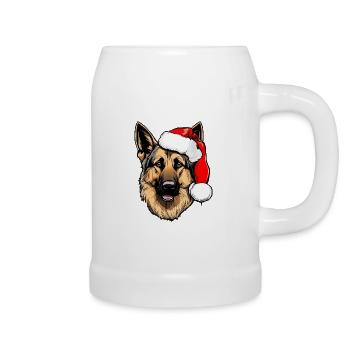 German Shepherd Beanie Christmas - Beer Mug - white - Right