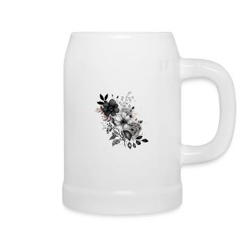 Black & White Flower - Beer Mug - white - Right