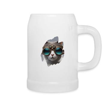 Steampunk Süße Katze Haustier Brille Tier Zukunft - Bierkrug - Weiß - Rechts