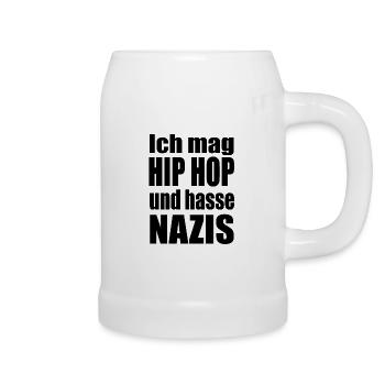 mag Hip Hop hasse Nazis - Bierkrug - Weiß - Rechts