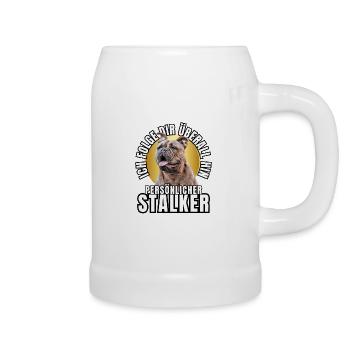 PERSONAL STALKER BULLDOG DOG DOGS - Beer Mug - white - Right
