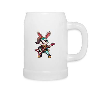 Niedlicher kleiner weiblicher Hase - Bierkrug - Weiß - Rechts