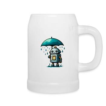 Robot in the rain - Beer Mug - white - Right