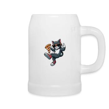 Chat dansant pizza cool amateur de pizza dessin animé - Chope en céramique - blanc - Droite