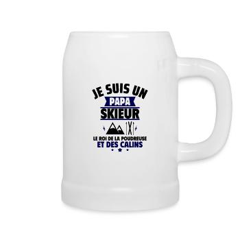Papa skieur, cadeau fête des pères,Ski,Montagne - Chope en céramique - blanc - Droite