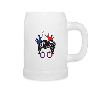 French Girl France Girl French France Women - Beer Mug - white - Right