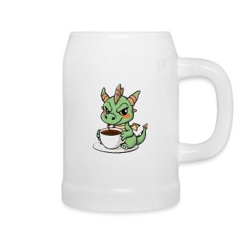 Sweet dragon likes coffee - Beer Mug - white - Right