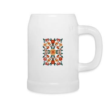 Floral Print - Pattern - Beer Mug - white - Right