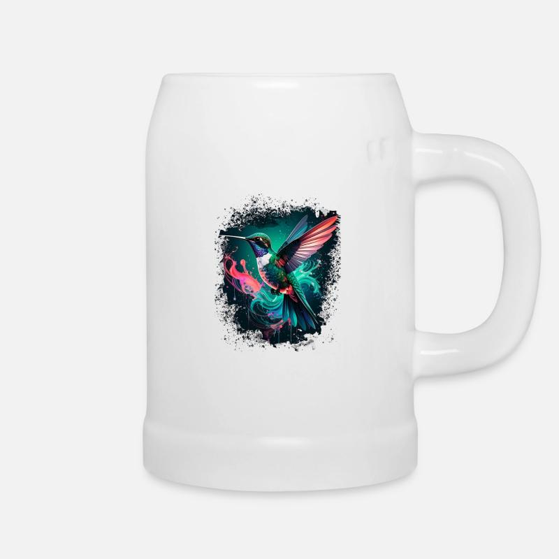 colibri, oiseau, illustration, coloré, graffiti - Chope en céramique - blanc
