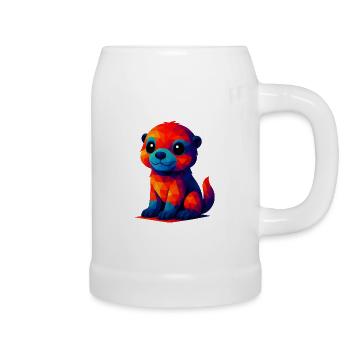 WPAP Polygon Kawaii Stil Baby Otter Tiere - Bierkrug - Weiß - Rechts
