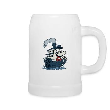 Super bateau vintage old bd style - Chope en céramique - blanc - Droite
