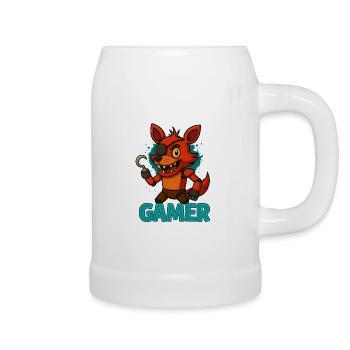 Pirate Fox Gamer - Beer Mug - white - Right